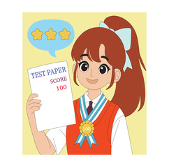 Happy Student with Perfect Test Score. Academic Achievement and Excellence.