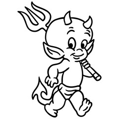 Cute little devil silhouette vector. Perfect for t-shirt designs, clipart, stickers, cut files, Halloween decor, cartoons