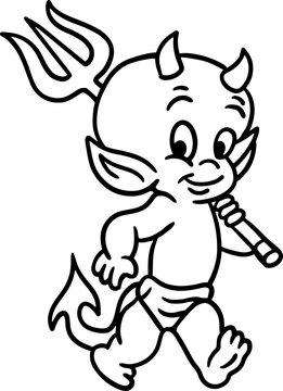 Cute little devil silhouette vector. Perfect for t-shirt designs, clipart, stickers, cut files, Halloween decor, cartoons