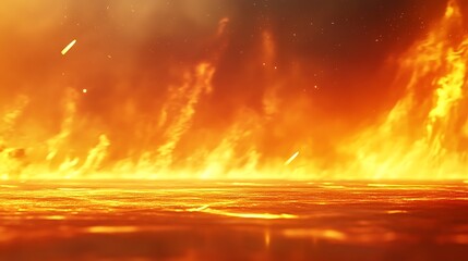 Fiery inferno of intense heat burning across the dark land