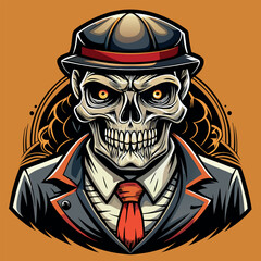 Skull in retro vintage style. Vector illustration.