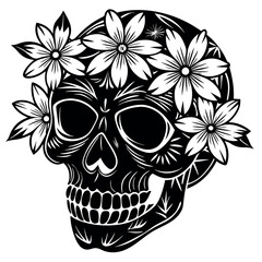 Skull in retro vintage style. Vector illustration.