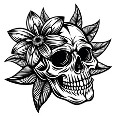 Skull in retro vintage style. Vector illustration.