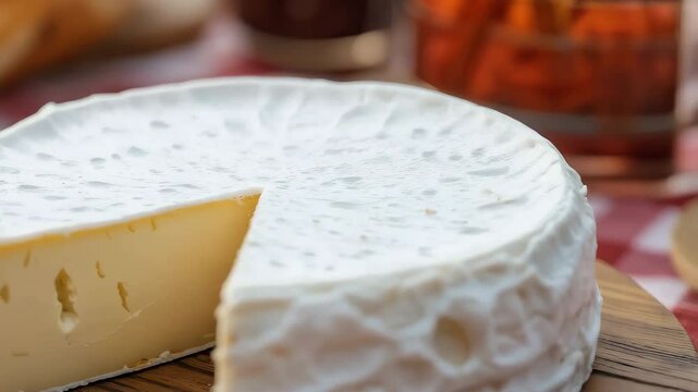 Delicious Camembert Cheese and Crusty Bread Picnic Outdoors