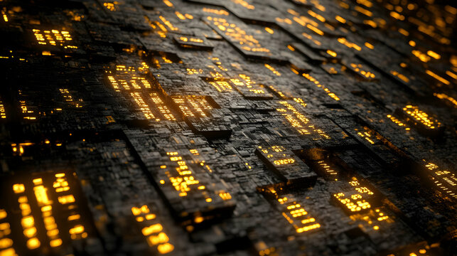 Abstract Glowing Geometric Blocks