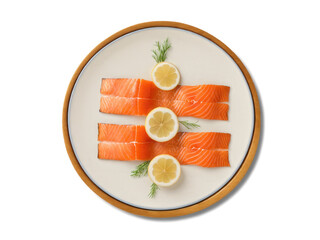 Smoked Salmon (Oncorhynchus) Salmon fillets that have been cured and smoked, giving them a rich, smoky flavor, often served
