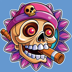 Skull in retro vintage style. Vector illustration.