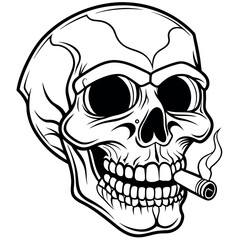 Skull in retro vintage style. Vector illustration.