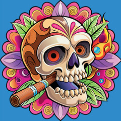Skull in retro vintage style. Vector illustration.