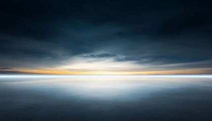 Fototapeta premium Serene Sunset Seascape with Dark Clouds.