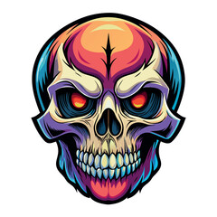 Skull in retro vintage style. Vector illustration.