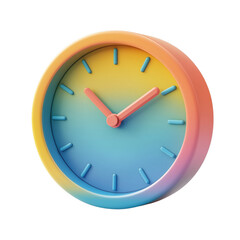 Colorful Modern Clock with Gradient Design and Minimalist Aesthetic Isolated on Transparent Background