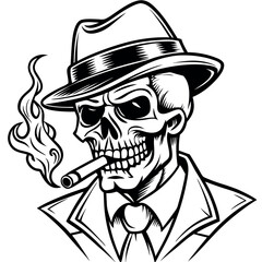 Skull in retro vintage style. Vector illustration.