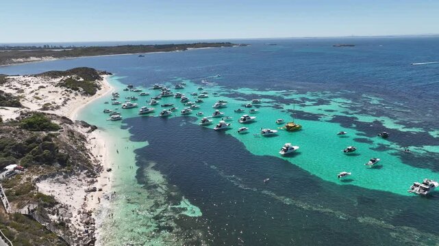Rottnest Island Coastline Clear Ocean Porpoise Point Aerial Footage 4k Western Australia