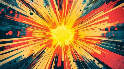 Abstract artwork showing explosion of bright colorful radial lines