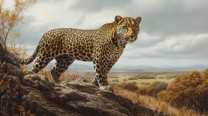 Obraz premium majestic leopard on rocky outcrop