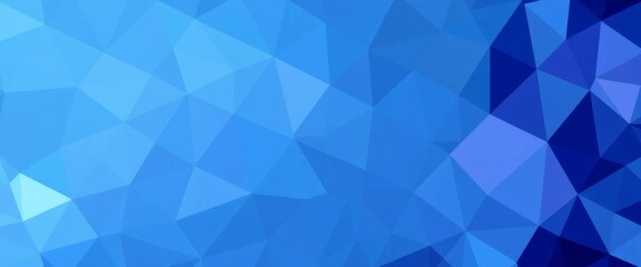 Obraz premium Abstract blue triangular grid, geometric background banner, shape, lines