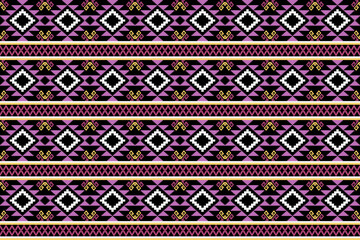 Cross stitch pattern concept showcasing traditional ethnic geometric pattern, Design for textile, background,carpet,wallpaper,clothing,wrapping,Batik,fabric,Vector illustration	
