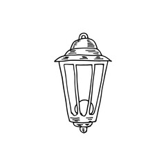 Lantern classic design vector cartoon hand-drawn vector electricity lamp.