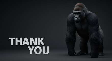 Fototapeta premium Powerful Gorilla Showing Appreciation on Dark Gray Background with Copy Space