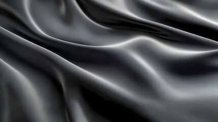 Fototapeta premium Close-up of smooth black satin fabric
