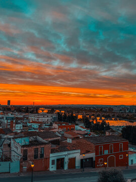 sunset over the city