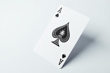 Close-up shot of a single ace of spades card against a white backdrop, ace, gambling, casino