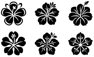 Black Hibiscus Flower Silhouettes for Design