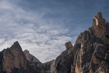 nature sceneries on the trail inside the Catinaccio mointain range, Vico di Fassa, Val di Fassa, Dolomites, Italy