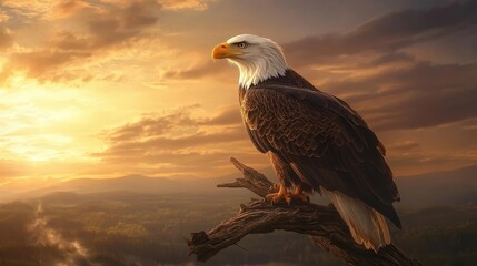 Fototapeta premium majestic bald eagle at sunset