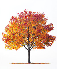 vibrant tree with autumn leaves isolated on white