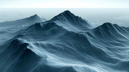Distant Mountain Range Landscape In Gray Blue Tones