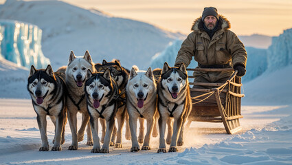 sled dogs on snow