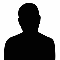 Skeptical silhouette of middle-aged man on white background, human emotions
