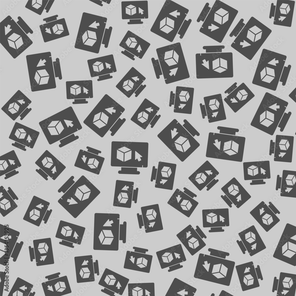 Poster monitor with 3d square and cursor pointer solid seamless pattern, architect studio theme. vector gra