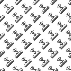 Naklejka premium Crane hook with cement basket solid seamless pattern, construction theme. Vector graphics. Uplifting cement bucket sign with background, repeat glyph icon.