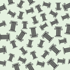 Greek column solid seamless pattern, architect studio theme. Vector graphics. Roman column, pillar sign background, filled with glyphs icon.