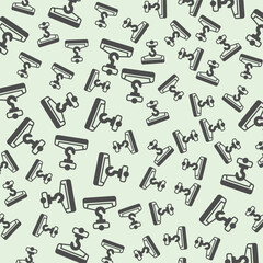 Crane hook with cement basket solid seamless pattern, construction theme. Vector graphics. Uplifting cement bucket sign background, filled with glyphs icon.