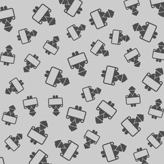 Architect man with project paper solid seamless pattern, construction theme. Vector graphics. Worker and project plan sign background, filled with glyphs icon.