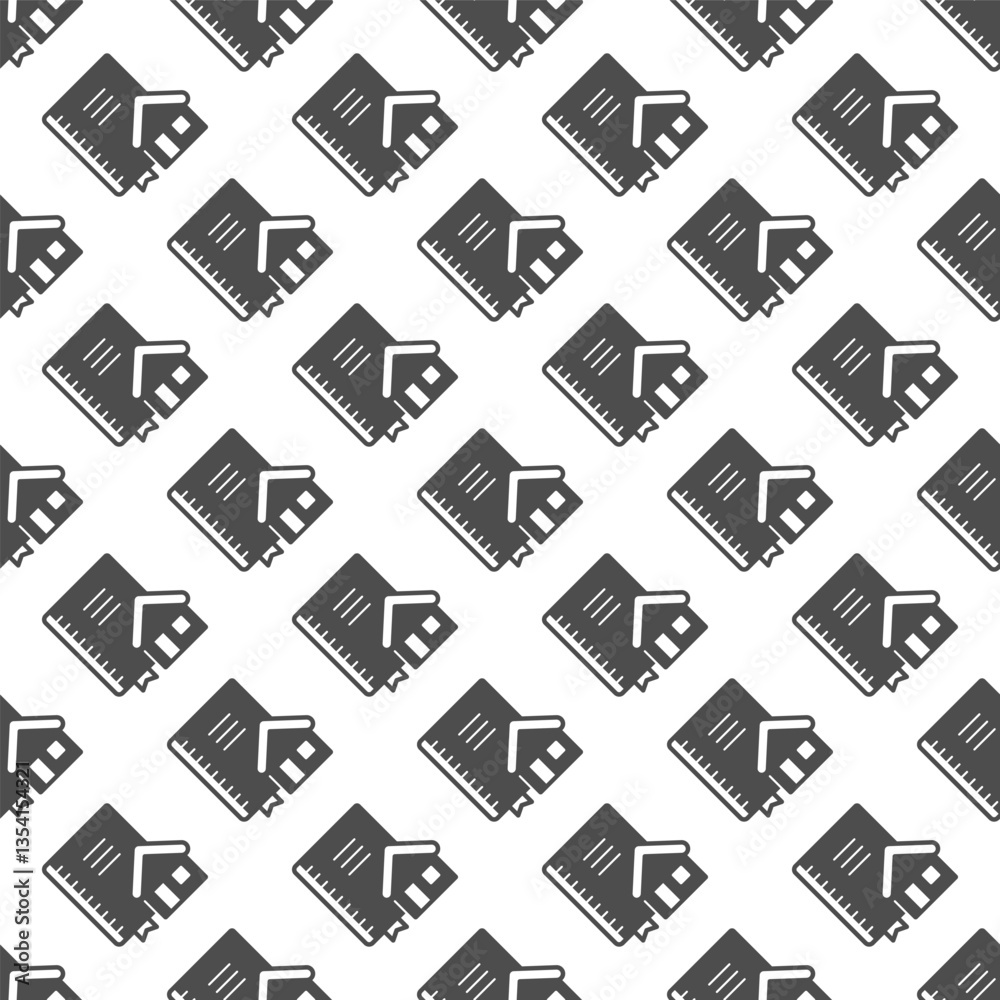 Poster architect notebook and house solid seamless pattern, architect studio theme. vector graphics. notepa