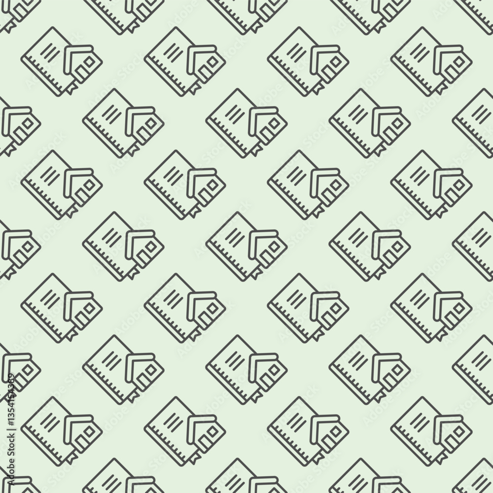 Poster architect notebook and house line seamless pattern, architect studio theme. vector graphics. notepad