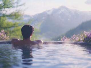 Fototapeta premium Relaxing soak in natural hot spring