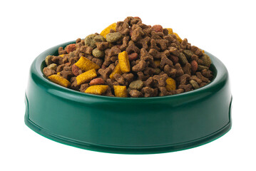 Cat and dog food isolated on white background.