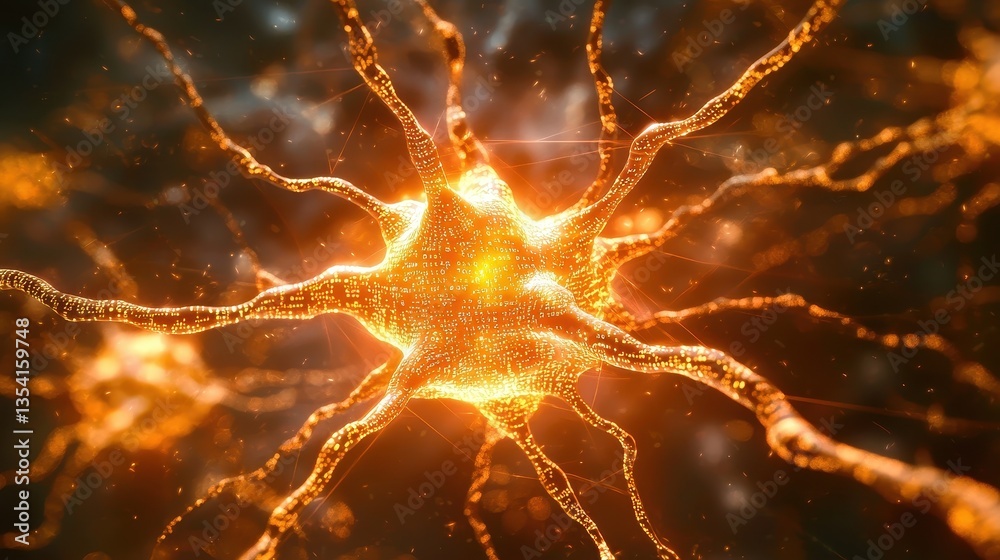 Wall mural conceptual illustration of an ai neural web in abstract design