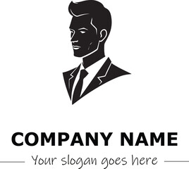 a man silhouette black and white for logo company vector image