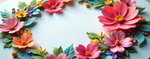 Close-up of a handcrafted greeting card with intricate floral designs and colorful petals, petals, greeting card