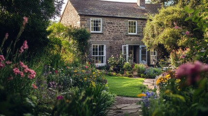 charming stone cottage with lush garden