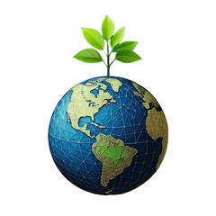 Illustration of earth with plant growing out of it