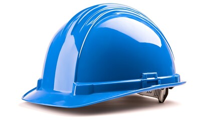 Fototapeta premium Blue safety helmet isolated on white.