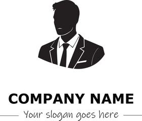 a man silhouette black and white for logo company vector image